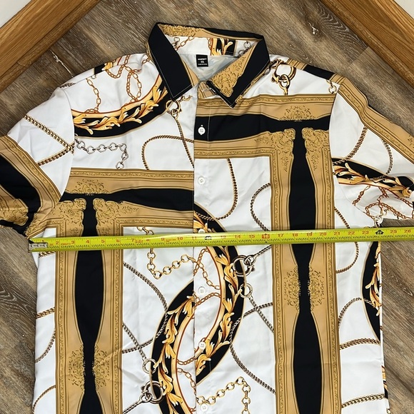 Shein Men's Manfinity Chain Print Shirt & Short Set Size XXL Resortwear Vacation - Picture 5 of 16